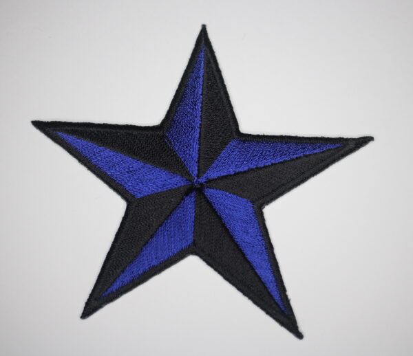 Blue and black star iron on patch
