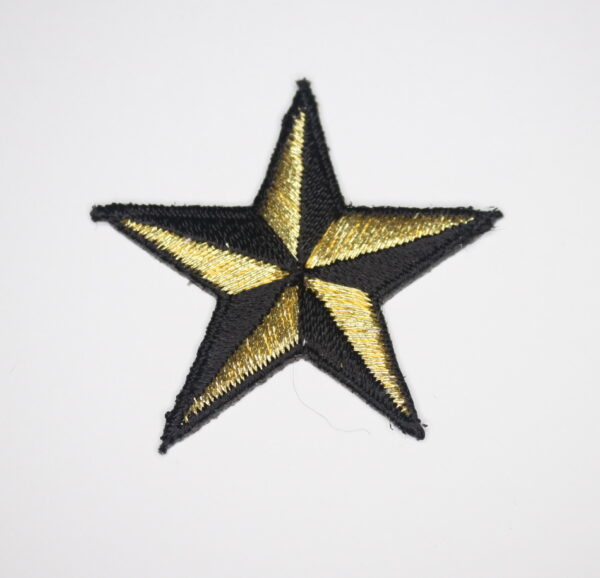 Gold and black star iron on patch