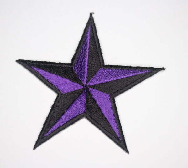 Purple and black star iron on patch