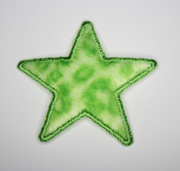 Fluffy green star iron on patch