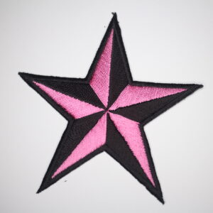 Pink and black star iron on patch