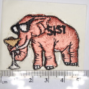 Elephant drinking a cocktail iron on patch