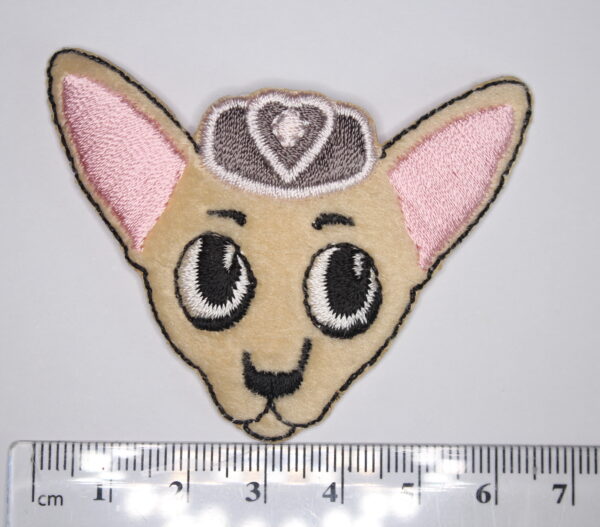 Fluffy chinchilla head iron on patch