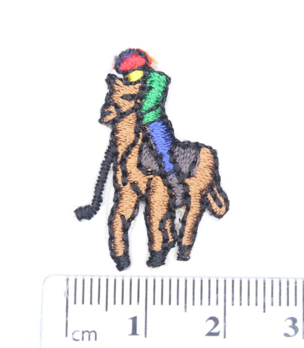 Man on horse playing polo iron on patch