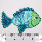 Blue fish iron on patch