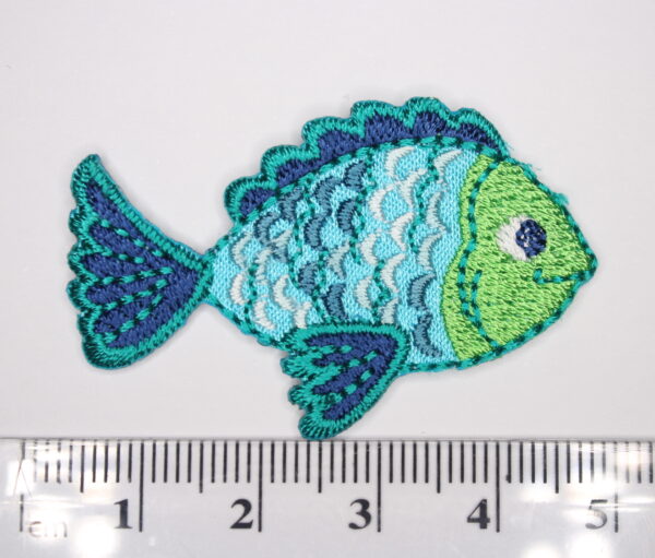 Blue fish iron on patch