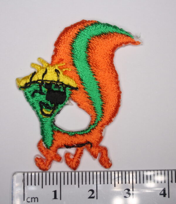 Orange skunk iron on patch