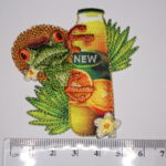 Gecko on a orange bottle sew on patch
