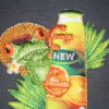 Gecko on a orange bottle sew on patch
