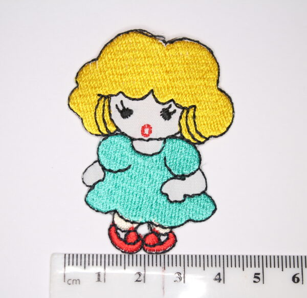Girl with blue dress iron on patch Girl with blue dress iron on patch