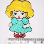 Girl with blue dress iron on patch