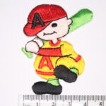 Boy holding a baseball bat iron on patch