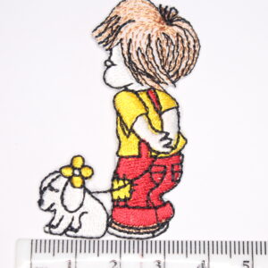 Boy with dog iron on patch