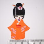 Geisha Girl Orange Felt Iron/ Sew On Patch
