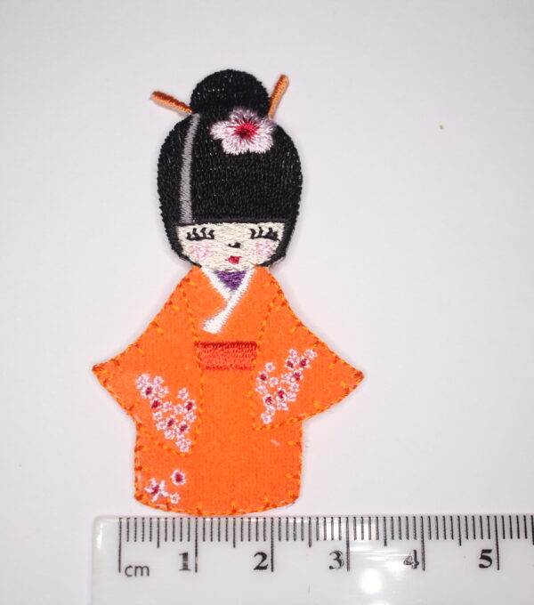 Geisha Girl Orange Felt Iron/ Sew On Patch