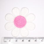 White and pink daisy iron on patch