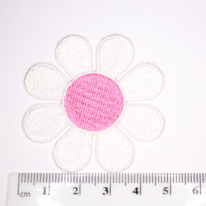 White and pink daisy iron on patch