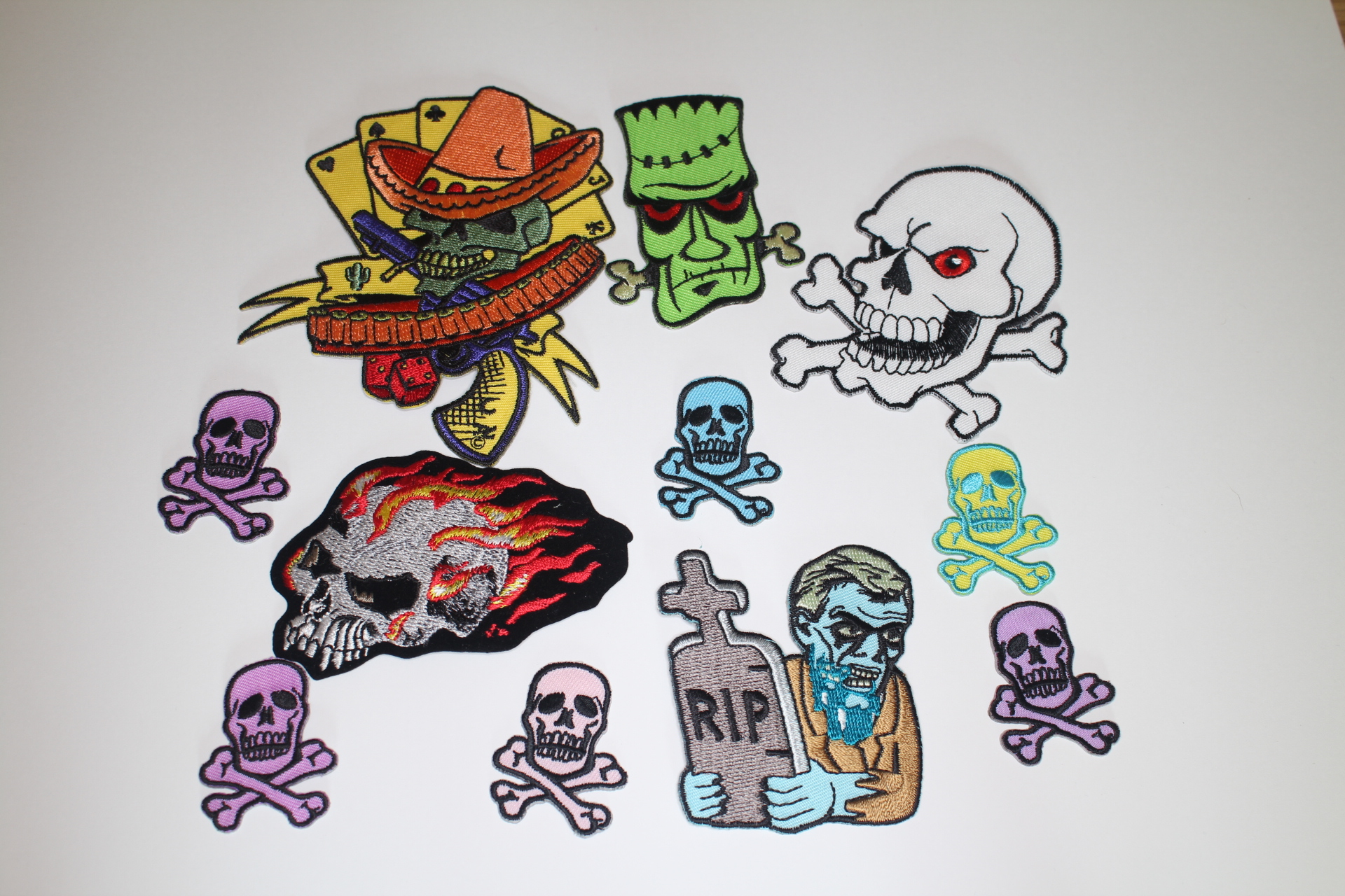 Skulls and Halloween iron on patches