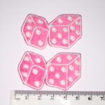 Pack Of 2 Pink Fluffy Dice Iron On Patch 