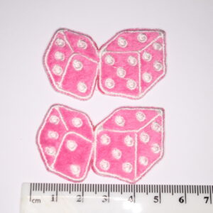Pack Of 2 Pink Fluffy Dice Iron On Patch Pack Of 2 Pink Fluffy Dice Iron On Patch