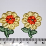  Yellow and Orange Flowers Embroidered Sew-On Patch Vintage Appliqué