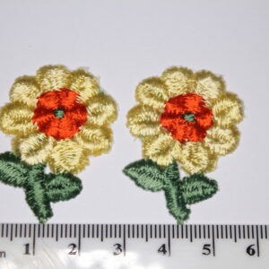 Yellow and Orange Flowers Embroidered Sew-On Patch Vintage Appliqué