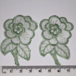 2 x Green Lace Flower Embroidered Sew On Patch Appliqué 55mm x 35mm