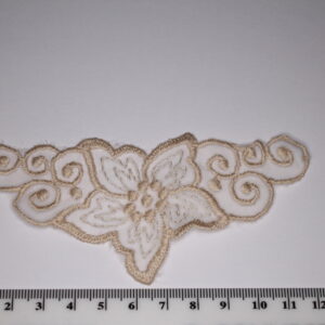 Beige Lace Flower Sew On Patch Appliqué 110mm x 50mm