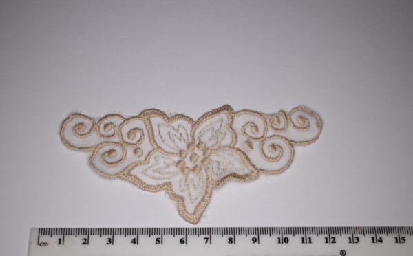 Beige Lace Flower Sew On Patch Appliqué 110mm x 50mm