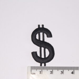 Black Dollar Symbol Iron On Patch $$$
