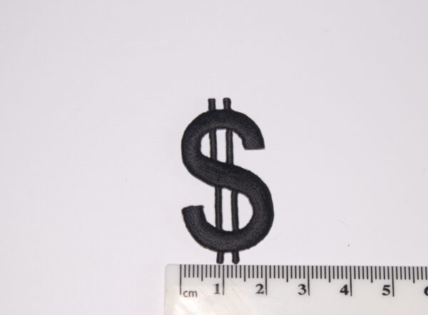 Black Dollar Symbol Iron On Patch $$$