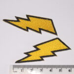 2 x Yellow And Black Lightening Bolt Iron On Patch